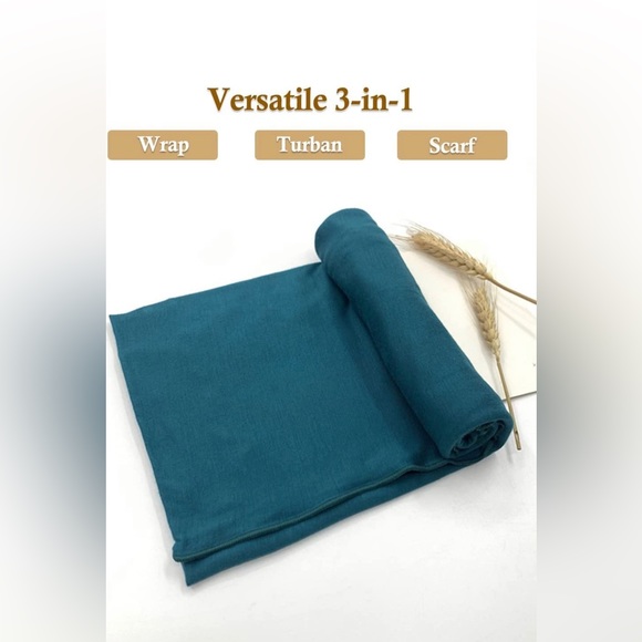 Dark Cyan Stretch Turban African Head Wraps Scarf Soft Hijab for Locs Braids - Picture 6 of 7